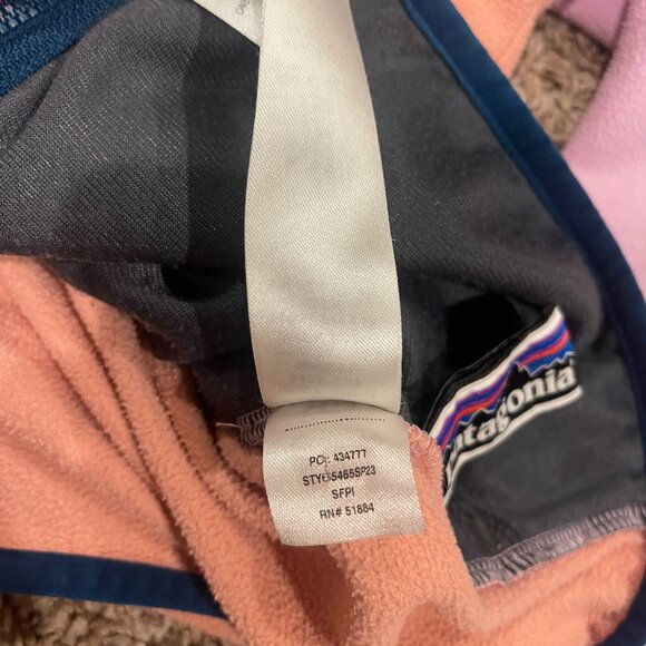 Patagonia Kids Micro D Snap-T Full Zip Hooded Fleece Jacket Pink/Orange Sz L 12 - Picture 6 of 9
